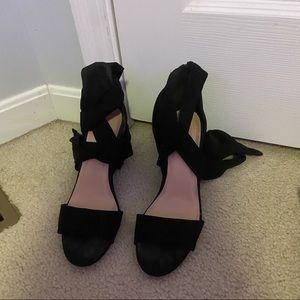 black tie up heels